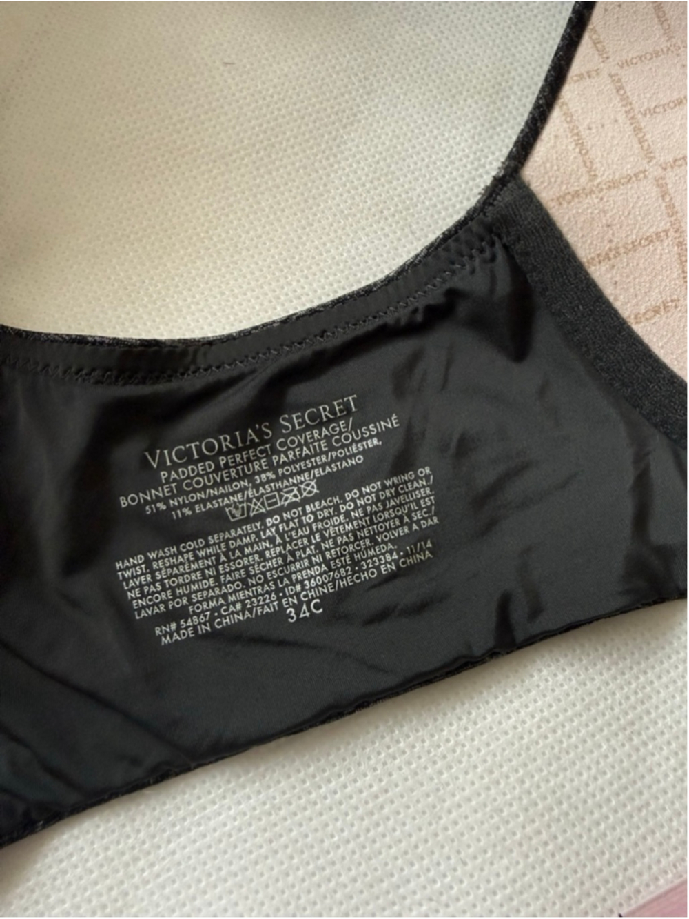 VS Victoria's Secret Padded Perfect Coverage Charcoal Gray Bra Size 34C - Picture 10 of 10